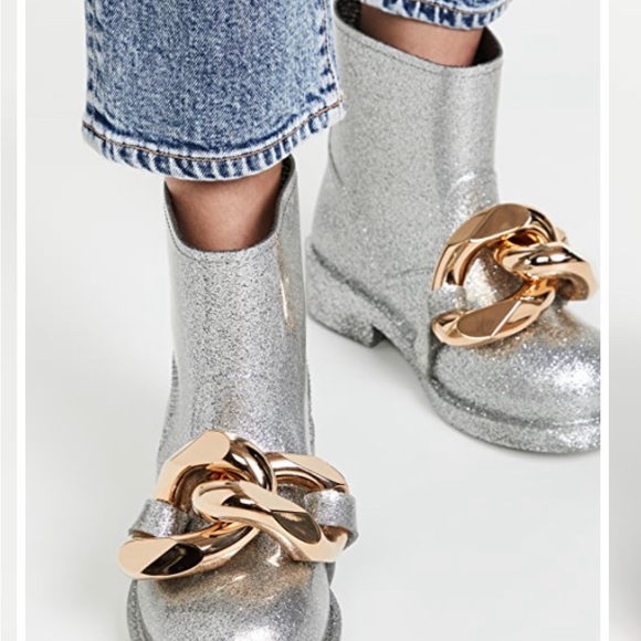 JW ANDERSON chain embellished silver rain boots size 41 - Picture 2 of 7